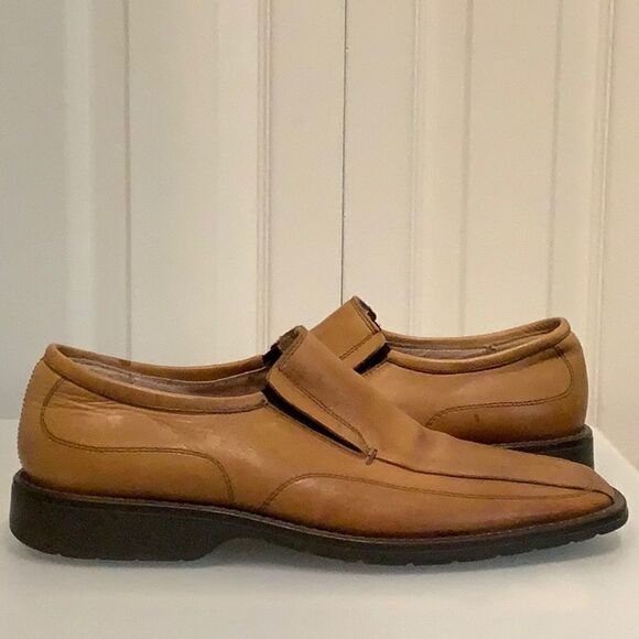 FEETFIRST MENS TAN LEATHER LOAFERS/SLIP ONS MADE IN ITALY SIZE 43 - Picture 1 of 13